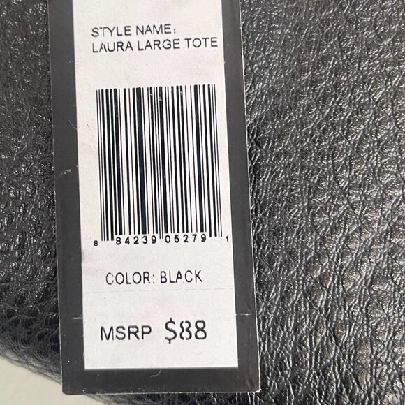 London Fog Laura Large Tote Bag Black Vegan Leather Shoulder Purse - Picture 5 of 11